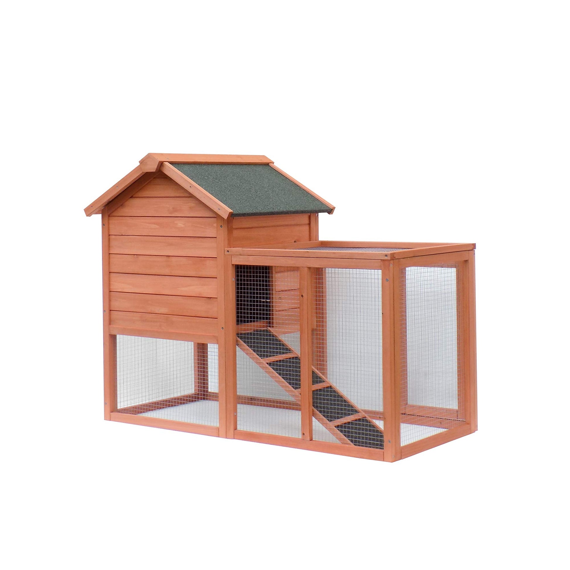 Beasty Lux Uneeruiqy Uneeruiqy 48" Rabbit Hutch Bunny Cage with Waterproof Roof Wooden Chicken Coop with Removable Tray and Ramp Large Outdoor Hen House with Shed Box Poultry Cage Chicken Cages 48'' x 36'' x 24.8''