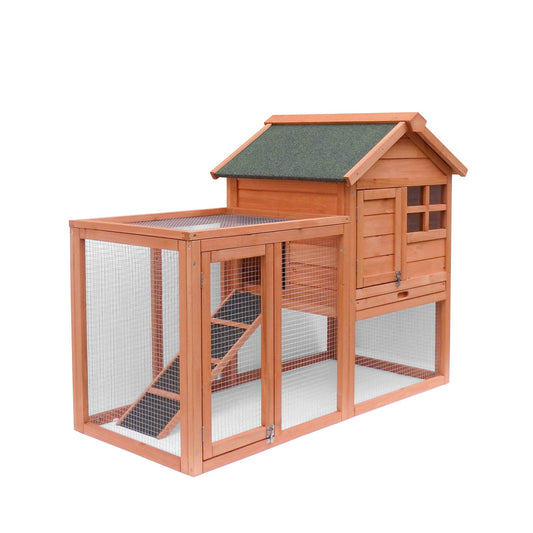 Beasty Lux Uneeruiqy Uneeruiqy 48" Rabbit Hutch Bunny Cage with Waterproof Roof Wooden Chicken Coop with Removable Tray and Ramp Large Outdoor Hen House with Shed Box Poultry Cage Chicken Cages 48'' x 36'' x 24.8''