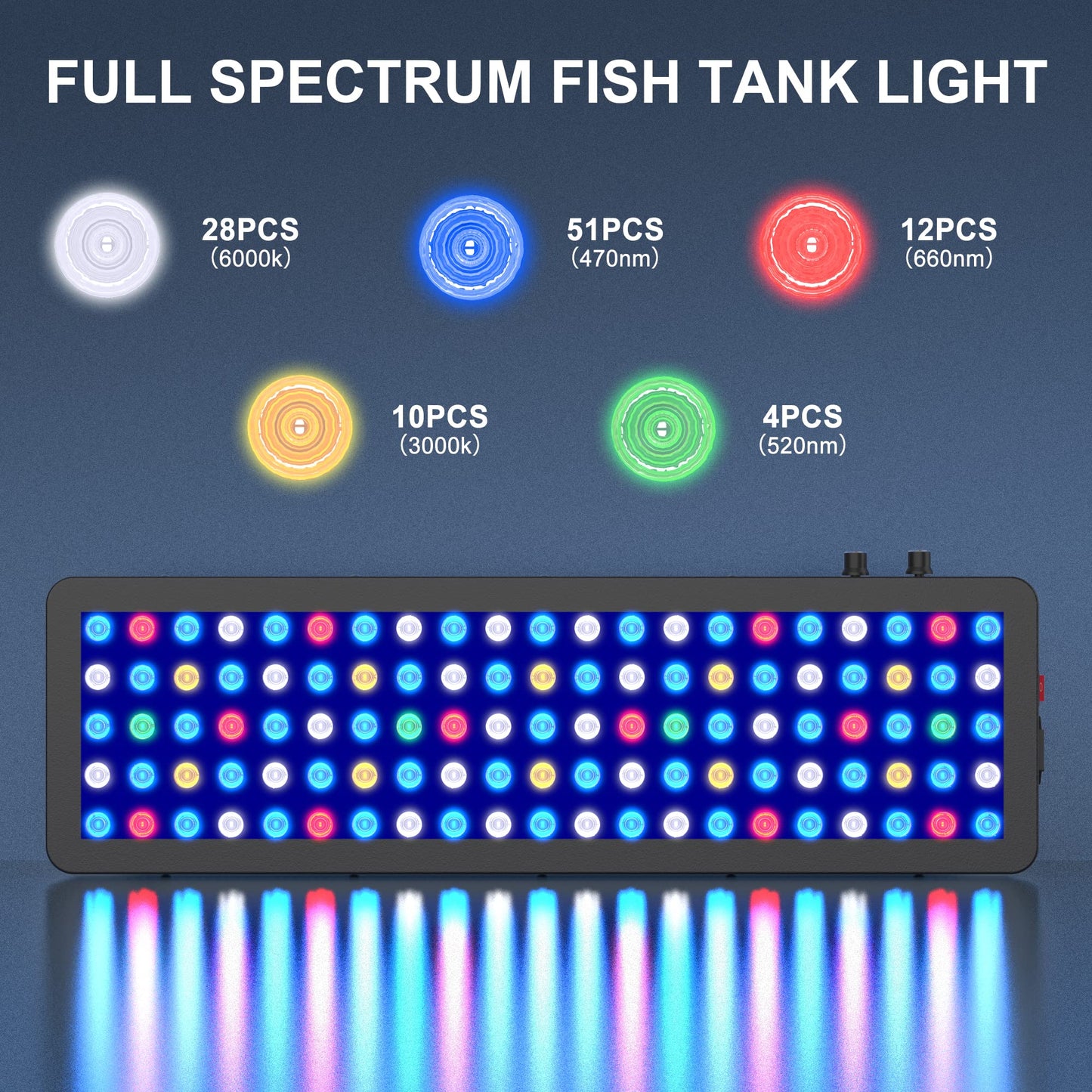 Beasty Lux WILLS WILLS Aquarium Light, Dimmable Full Spectrum Fish Tank Light with 3 Dimming Modes & 105 Premium SMD Chips, 300W LED Aquarium Plant Light for Saltwater Freshwater Coral Reef (28"x8.5"x2.4")