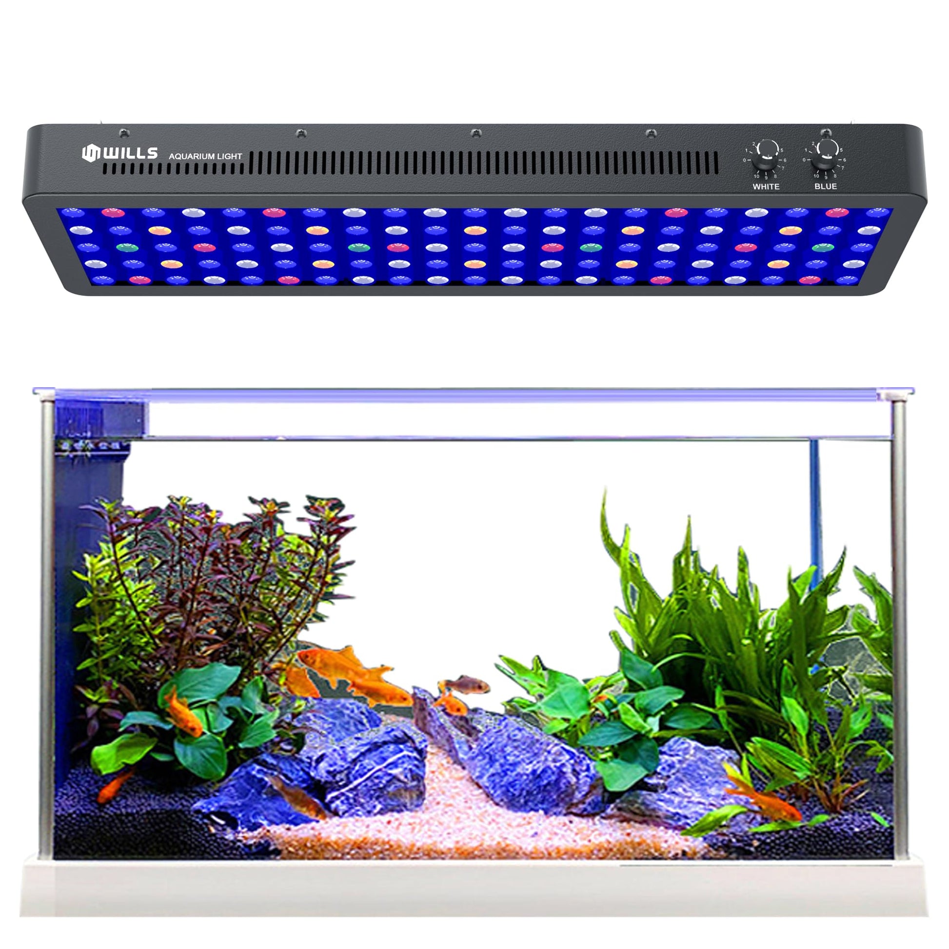 Beasty Lux WILLS WILLS Aquarium Light, Dimmable Full Spectrum Fish Tank Light with 3 Dimming Modes & 105 Premium SMD Chips, 300W LED Aquarium Plant Light for Saltwater Freshwater Coral Reef (28"x8.5"x2.4")