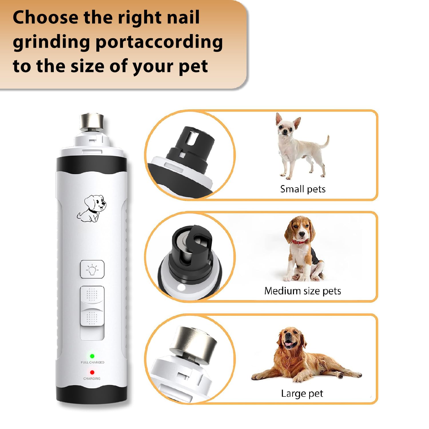 Beasty Lux Xonpees Dog Nail Grinder Kit - Complete with Nail Grinder and Trimmer. Ultra-Quiet and Rechargeable. Perfect for Nail Grooming of Small to Large Dogs and Cats. Features 2 speeds and 2 Grinding bits.