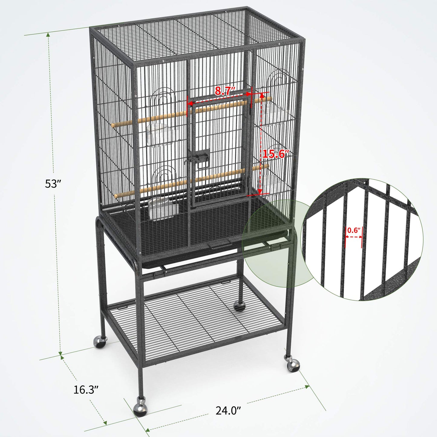 Beasty Lux YINTATECH YINTATECH 53-inch Bird Cage for Cockatiels, Parakeets, Parrots, Lovebirds, Canaries, Finch, Pigeons, Parrotlet - Solid, Durable, Spacious, Easy to Clean, Highly Mobile