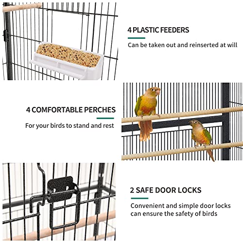 Beasty Lux YITAHOME YITAHOME 52 inch Metal Bird Cage, Large Budgie Cages for Parrot, Cockatiel, Parakeet, Pigeon with 2 Free Bird Covers, Rolling Stand and Castor Wheels