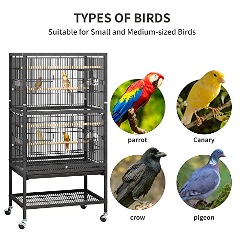 Beasty Lux YITAHOME YITAHOME 52 inch Metal Bird Cage, Large Budgie Cages for Parrot, Cockatiel, Parakeet, Pigeon with 2 Free Bird Covers, Rolling Stand and Castor Wheels