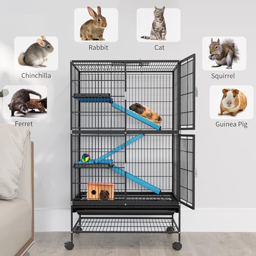 Beasty Lux YITAHOME YITAHOME Metal 4-Tiers Small Animal Cages for Adult Rats/Rabbit/Ferret/Chinchilla/Cats/Guinea Pig/Large Hamster Indoor Critter Nation Cage Double-Story