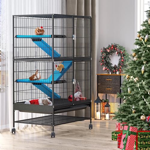 Beasty Lux YITAHOME YITAHOME Metal 4-Tiers Small Animal Cages for Adult Rats/Rabbit/Ferret/Chinchilla/Cats/Guinea Pig/Large Hamster Indoor Critter Nation Cage Double-Story