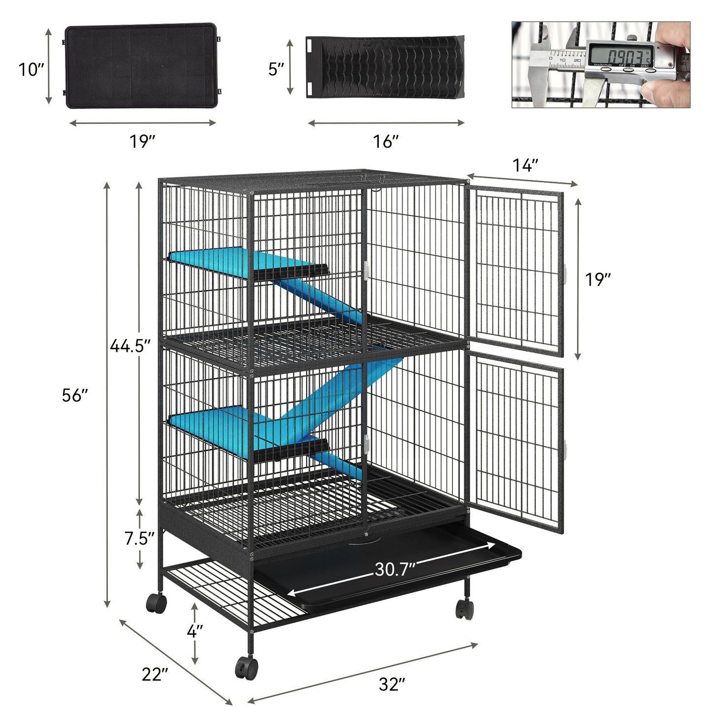 Beasty Lux YITAHOME YITAHOME Metal 4-Tiers Small Animal Cages for Adult Rats/Rabbit/Ferret/Chinchilla/Cats/Guinea Pig/Large Hamster Indoor Critter Nation Cage Double-Story