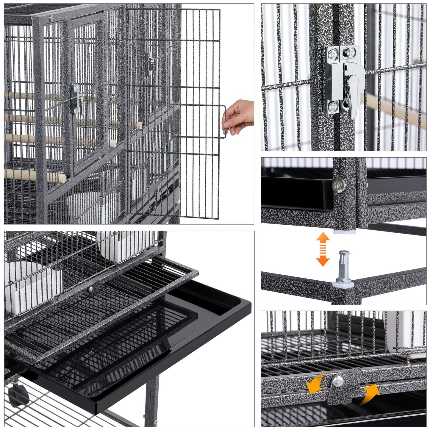 Beasty Lux Yaheetech YAHEETECH Stackable Divided Breeder Breeding Parakeet Bird Cage for Canaries Cockatiels Lovebirds Finches Budgies Small Parrots with Rolling Stand, 2 Pack