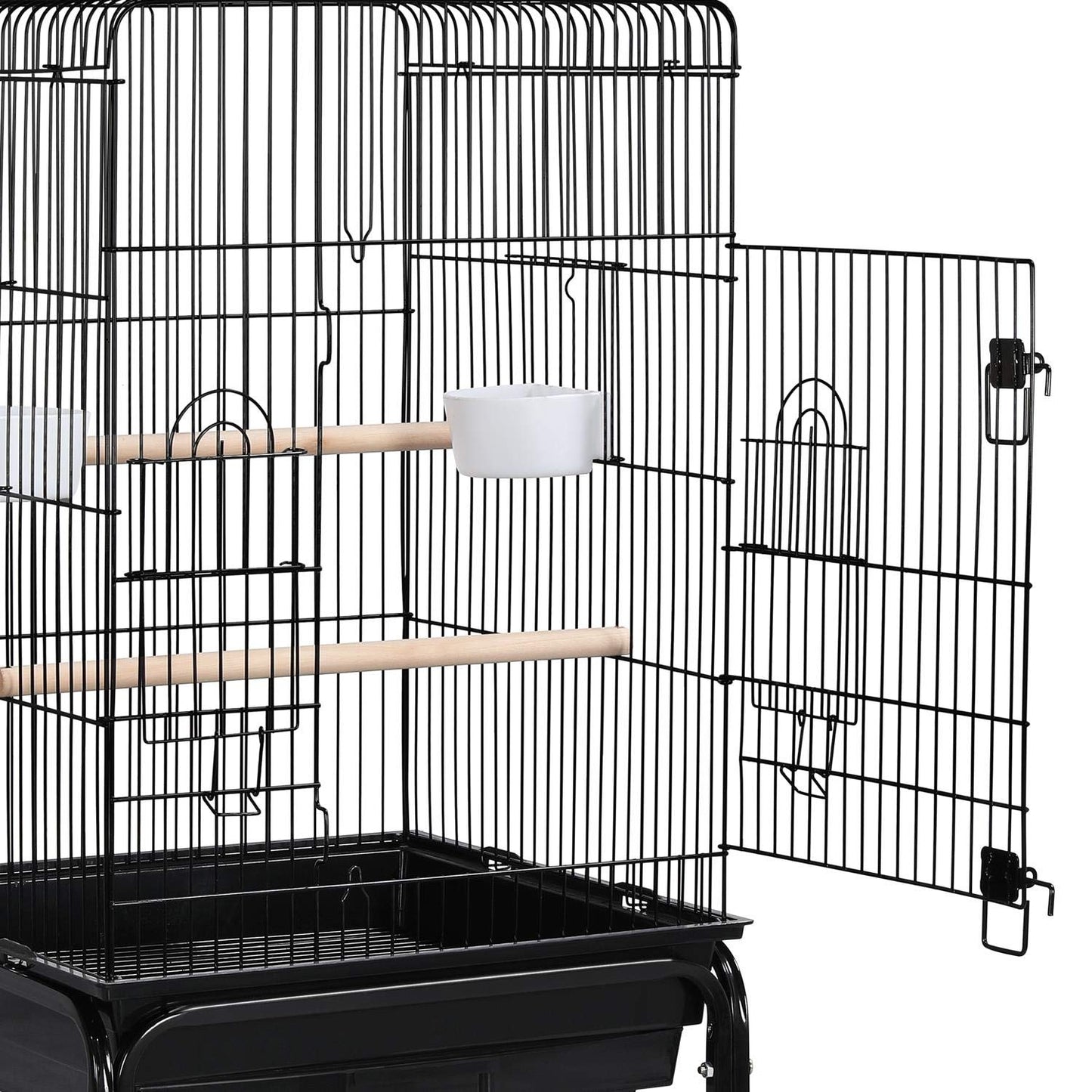 Beasty Lux Yaheetech Yaheetech 47''H Metal Rolling Bird Cage Parakeet Finch Budgie Conure Lovebird Pet Bird Cage w/Rolling Stand/Storage Shelf/Bottom Tray/Handle,White