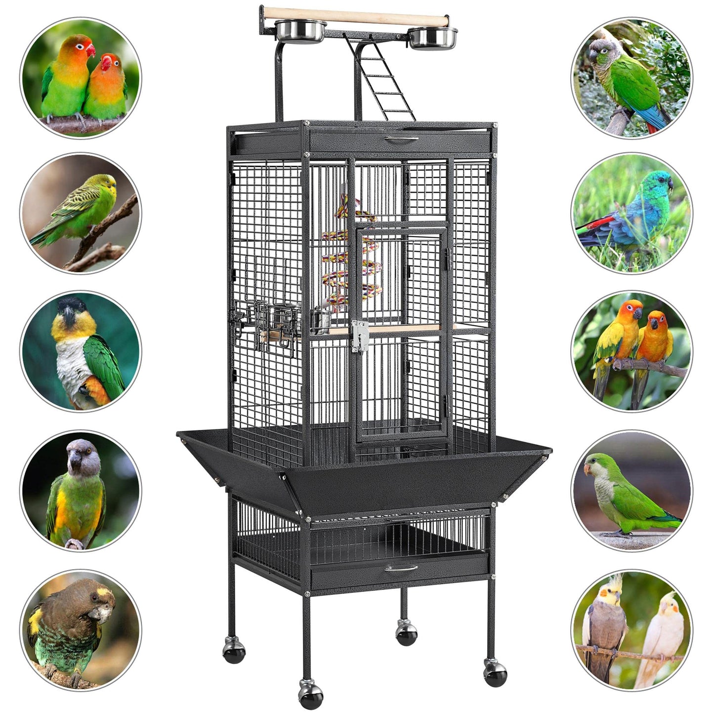 Beasty Lux Yaheetech Yaheetech 61" Black Bird Cage Parrot Cages Cockatiel Finch w/Play Top