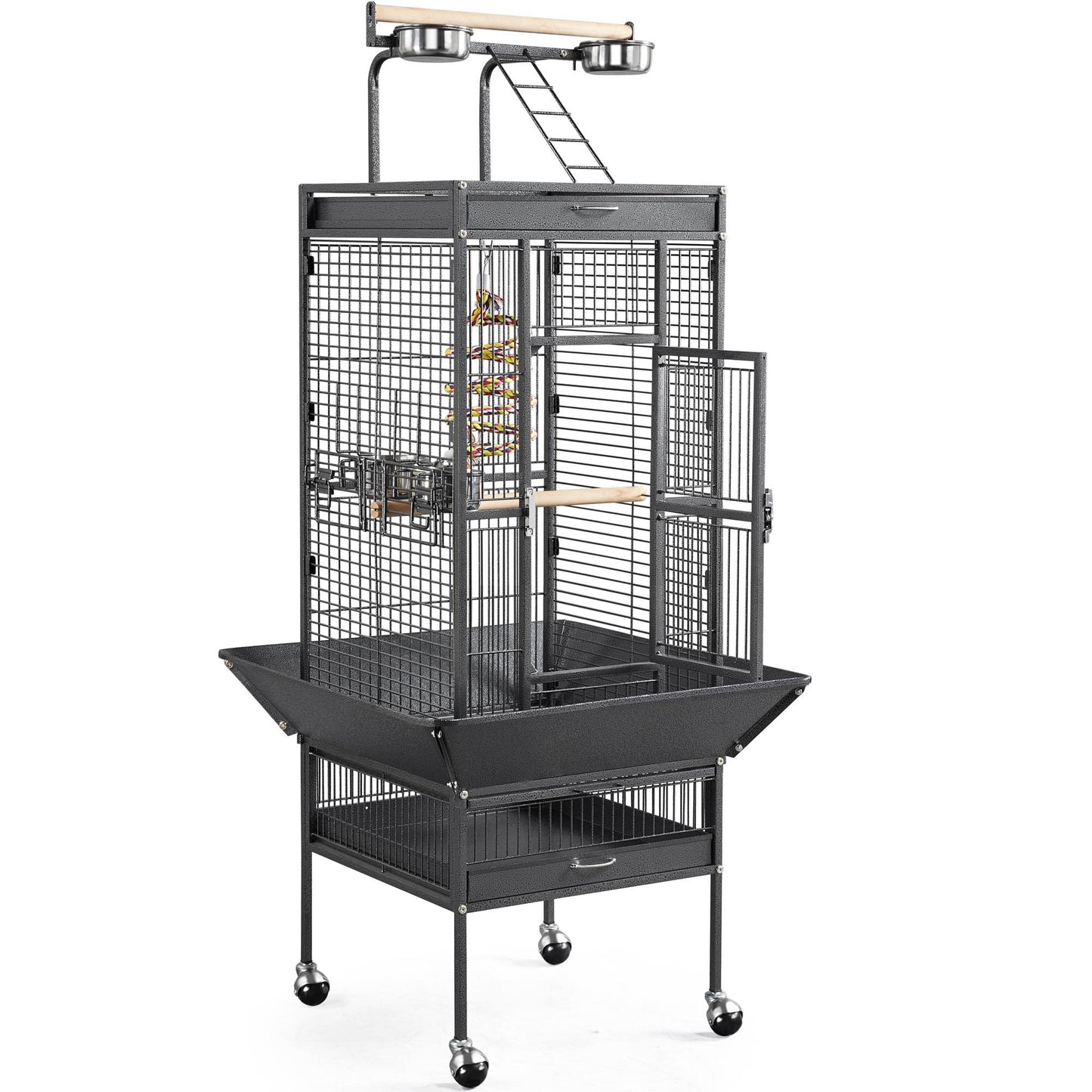 Beasty Lux Yaheetech Yaheetech 61" Black Bird Cage Parrot Cages Cockatiel Finch w/Play Top