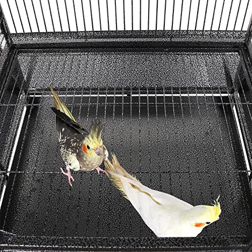 Beasty Lux Yaheetech Yaheetech 69-inch Wrought Iron Rolling Large Parrot Bird Cage for African Grey Small Quaker Amazon Parrot Cockatiel Sun Parakeet Green Cheek Conure Dove Lovebird Budgie Play Top Bird Cage with Stand