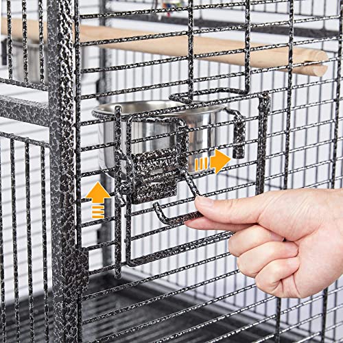 Beasty Lux Yaheetech Yaheetech 69-inch Wrought Iron Rolling Large Parrot Bird Cage for African Grey Small Quaker Amazon Parrot Cockatiel Sun Parakeet Green Cheek Conure Dove Lovebird Budgie Play Top Bird Cage with Stand