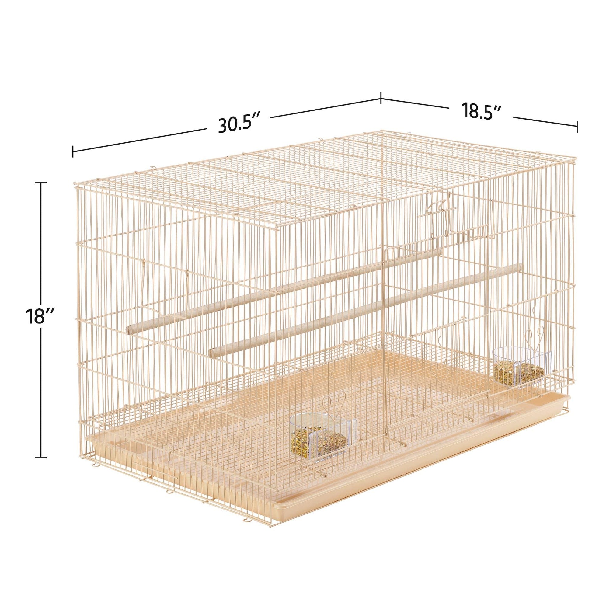 Beasty Lux Yaheetech Yaheetech Iron Flight Bird Cage Medium Small Parrot Cage for Parakeet Canary Budgie Lovebirds Quaker Parakeet Pacific Parrotlet, 2pcs, Almond