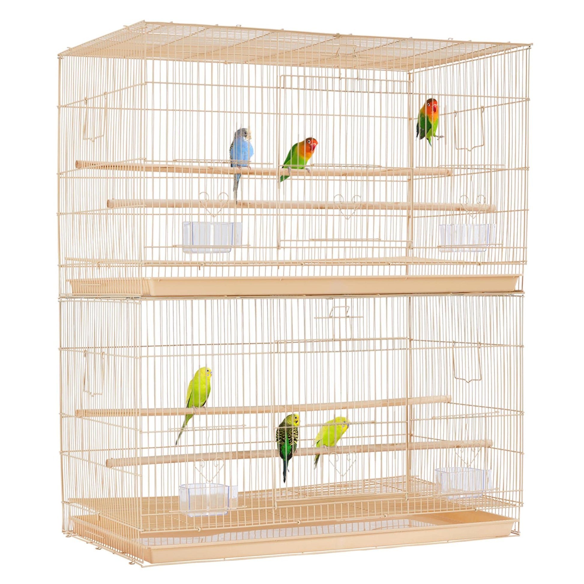 Beasty Lux Yaheetech Yaheetech Iron Flight Bird Cage Medium Small Parrot Cage for Parakeet Canary Budgie Lovebirds Quaker Parakeet Pacific Parrotlet, 2pcs, Almond