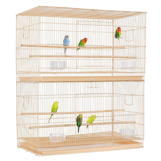 Beasty Lux Yaheetech Yaheetech Iron Flight Bird Cage Medium Small Parrot Cage for Parakeet Canary Budgie Lovebirds Quaker Parakeet Pacific Parrotlet, 2pcs, Almond