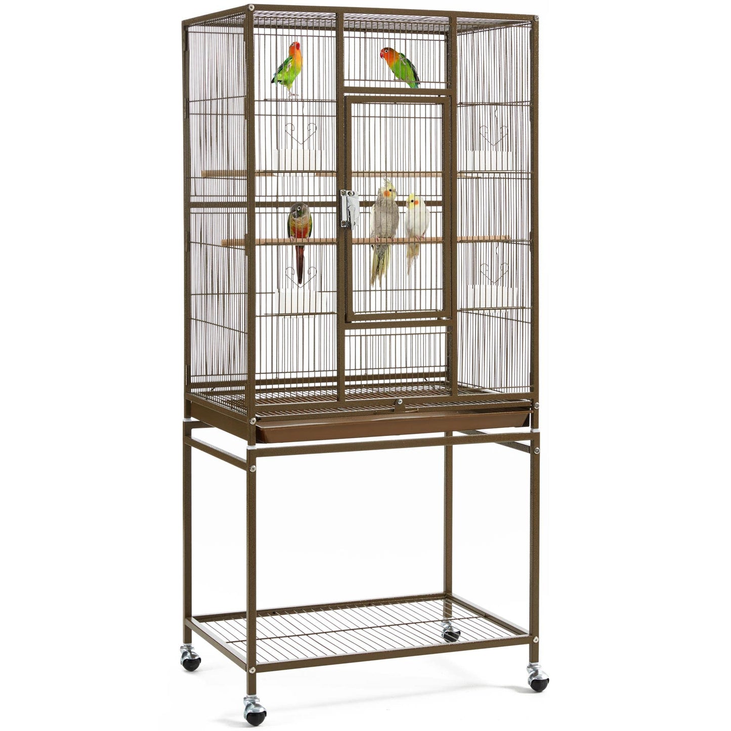 Beasty Lux Yaheetech Yaheetech Wrought Iron Standing Large Parrot Parakeet Flight Bird Cage with Stand for Small Parrot Cockatiel Sun Parakeet Green Cheek Conure Lovebird Budgie Finch Canary, Palmer Green