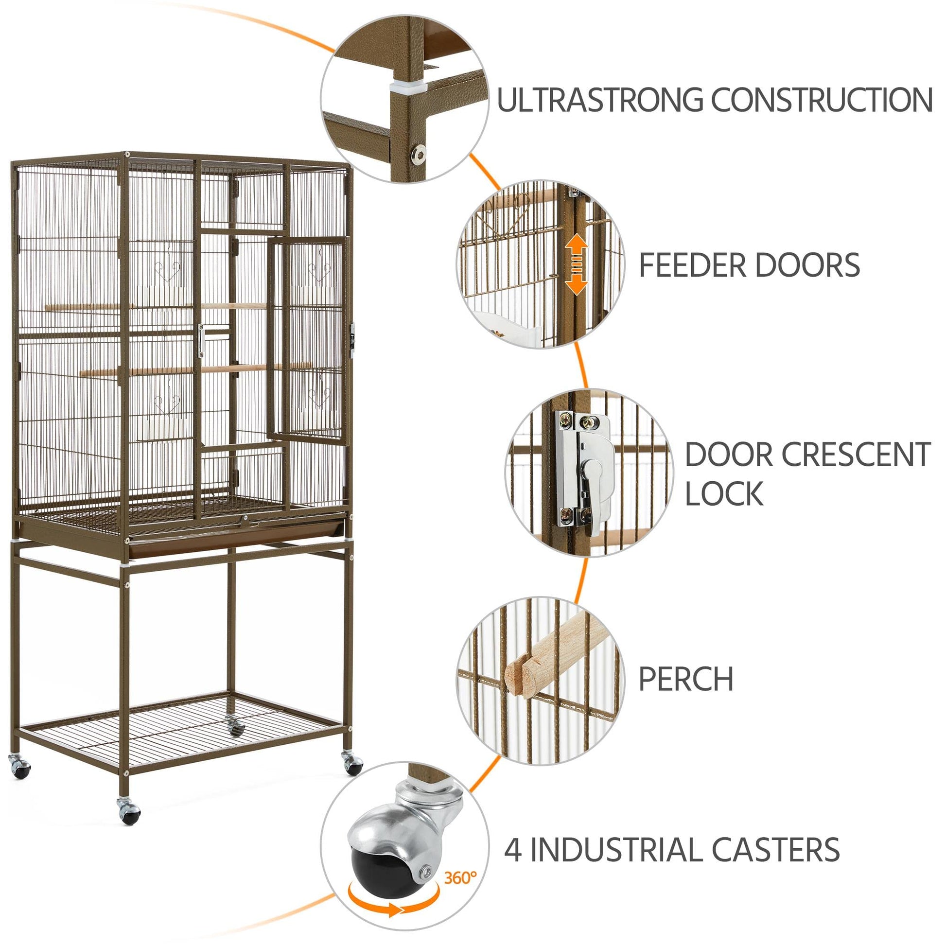 Beasty Lux Yaheetech Yaheetech Wrought Iron Standing Large Parrot Parakeet Flight Bird Cage with Stand for Small Parrot Cockatiel Sun Parakeet Green Cheek Conure Lovebird Budgie Finch Canary, Palmer Green