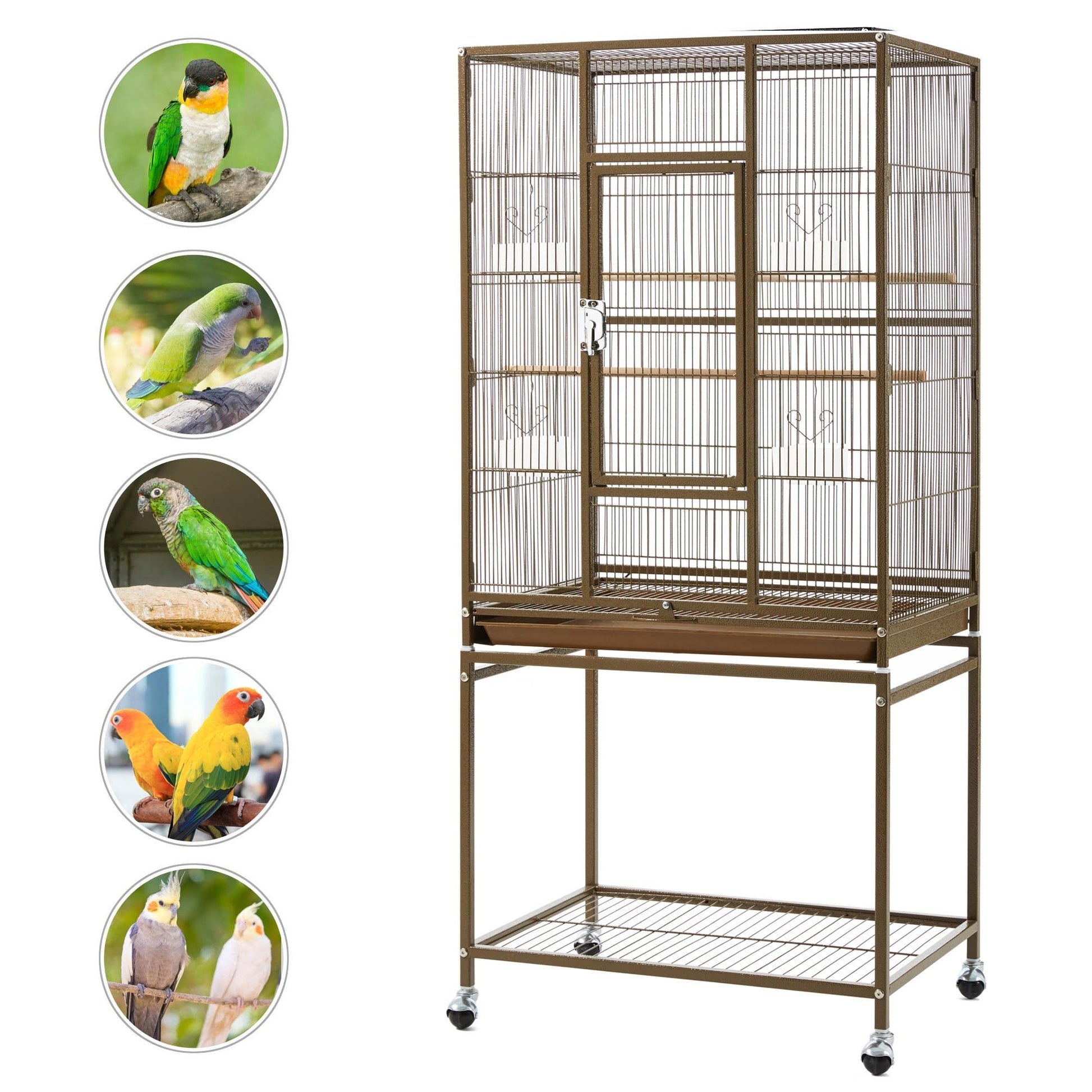 Beasty Lux Yaheetech Yaheetech Wrought Iron Standing Large Parrot Parakeet Flight Bird Cage with Stand for Small Parrot Cockatiel Sun Parakeet Green Cheek Conure Lovebird Budgie Finch Canary, Palmer Green