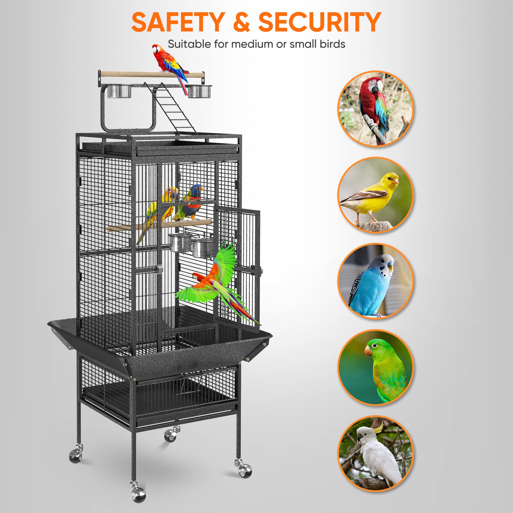 Beasty Lux ZENY ZENY 61" Pet Bird cage Large Play Top Parrot Cockatiel Cockatoo Parakeet Finch Pet Supply