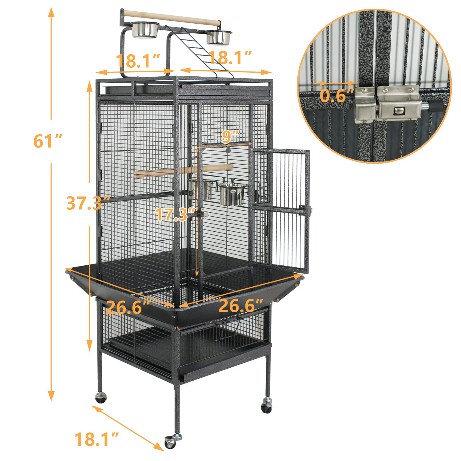 Beasty Lux ZENY ZENY 61" Pet Bird cage Large Play Top Parrot Cockatiel Cockatoo Parakeet Finch Pet Supply