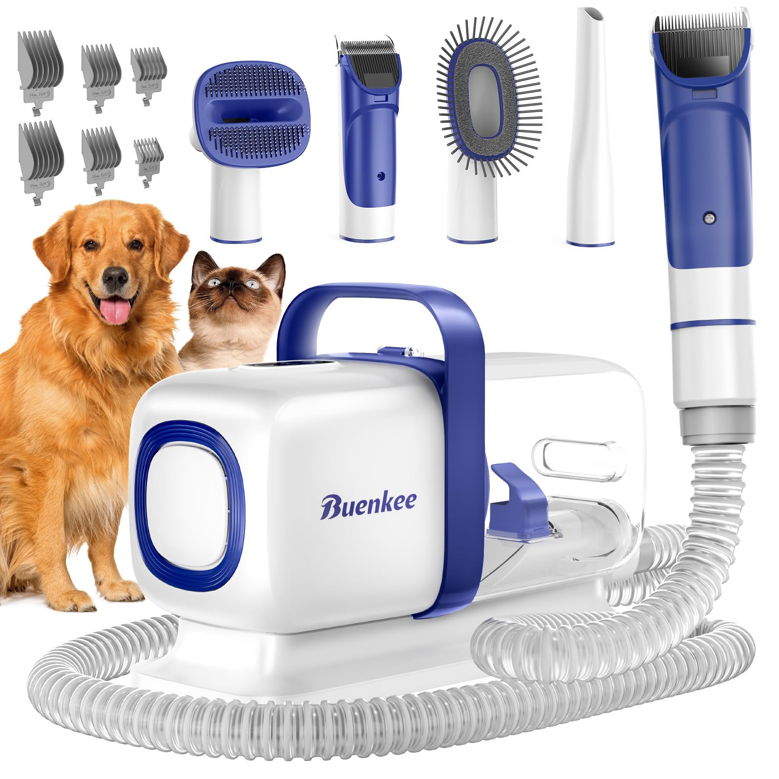 Beasty Lux buenkee Buenkee Pet Grooming Kit with Vacuum, 2L Large Capacity Dog Grooming Kit with 5 Pet Grooming Tools, Low Noise Pet Hair Vacuum Groomer for Dog Cat Pet