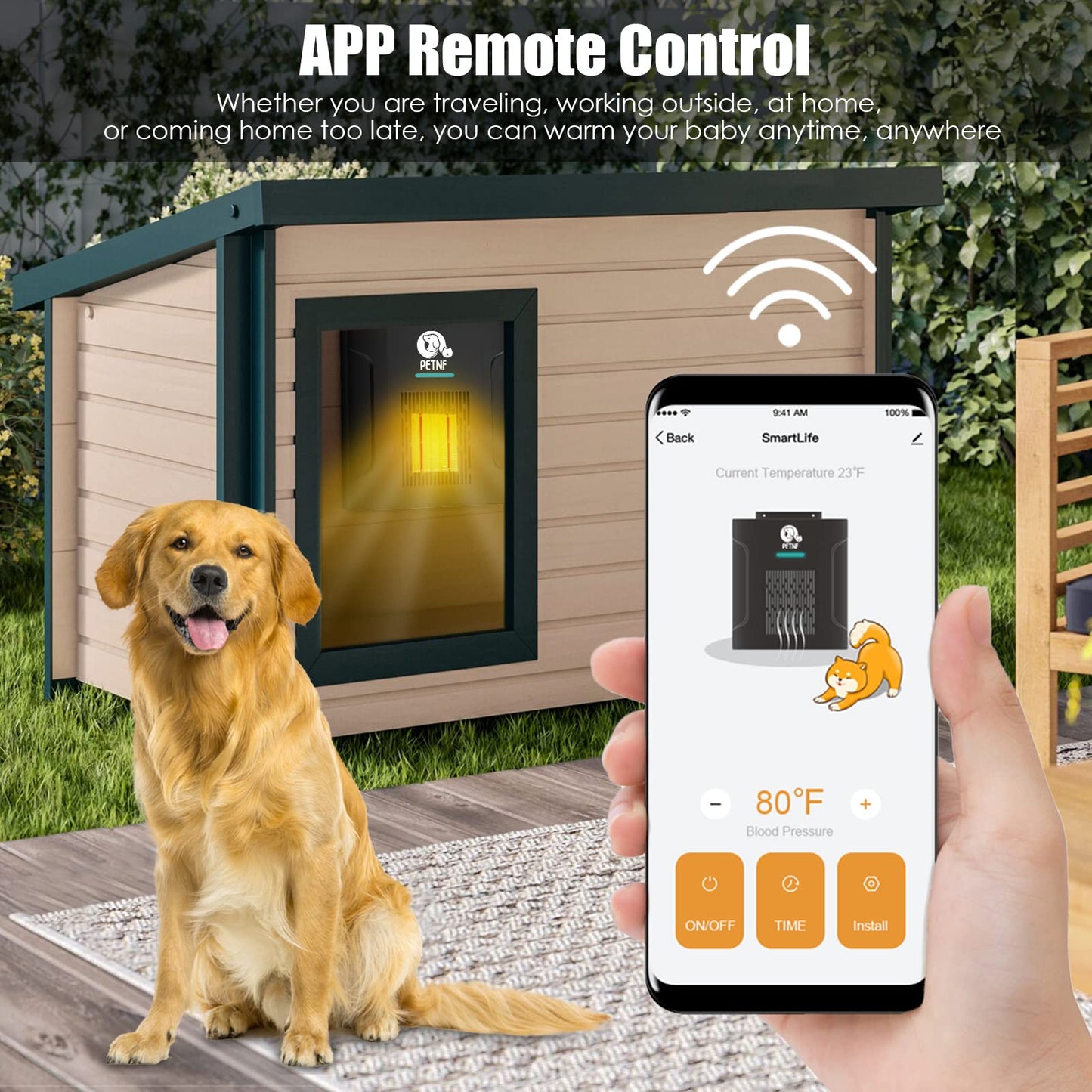 Beasty Lux petnf Dog House Heater,Pet House Heater with Thermostat&WiFi APP Remote Control,300W Safe Dog Heaters for Outside Outdoor Dog Houses with Adjustable Tempe&Timer&6FT Anti Chew Cord,Easy to Install