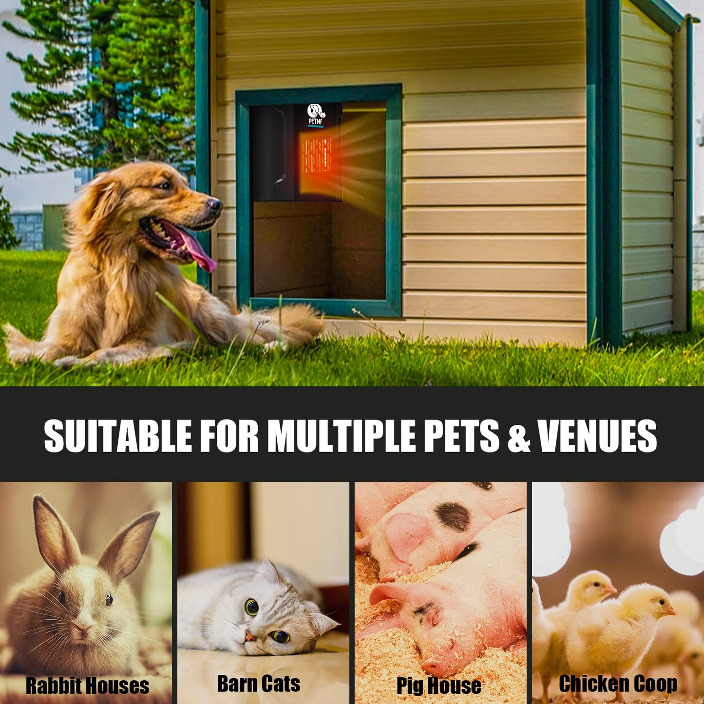 Beasty Lux petnf Dog House Heater,Pet House Heater with Thermostat&WiFi APP Remote Control,300W Safe Dog Heaters for Outside Outdoor Dog Houses with Adjustable Tempe&Timer&6FT Anti Chew Cord,Easy to Install